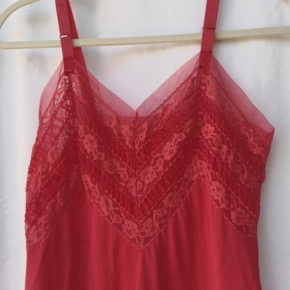 Vintage Penny's Adonna Red Midi Slip Dress Women's 36 Average